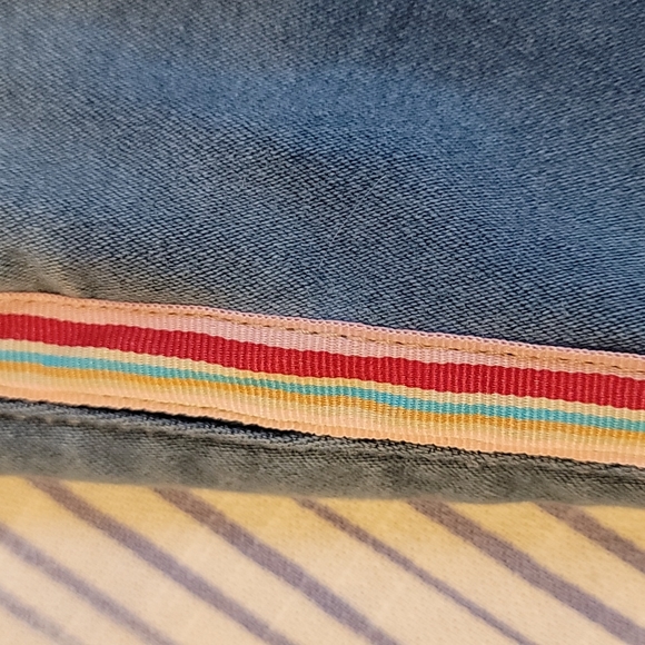 Girls Denim Skirt GMN Be Happy Kids Adorable Stripes Distressed Edge Jean Sz 14 - Picture 4 of 7